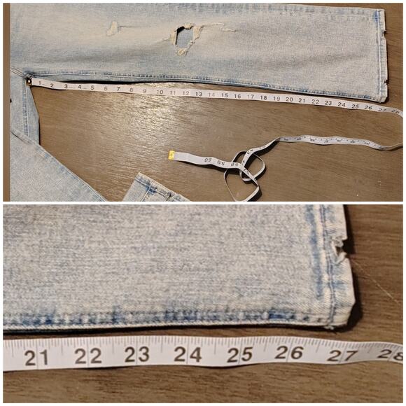 MOTHER The Tripper Jeans Cut Flowers Blue Distressed Denim Size 26 - Picture 8 of 16